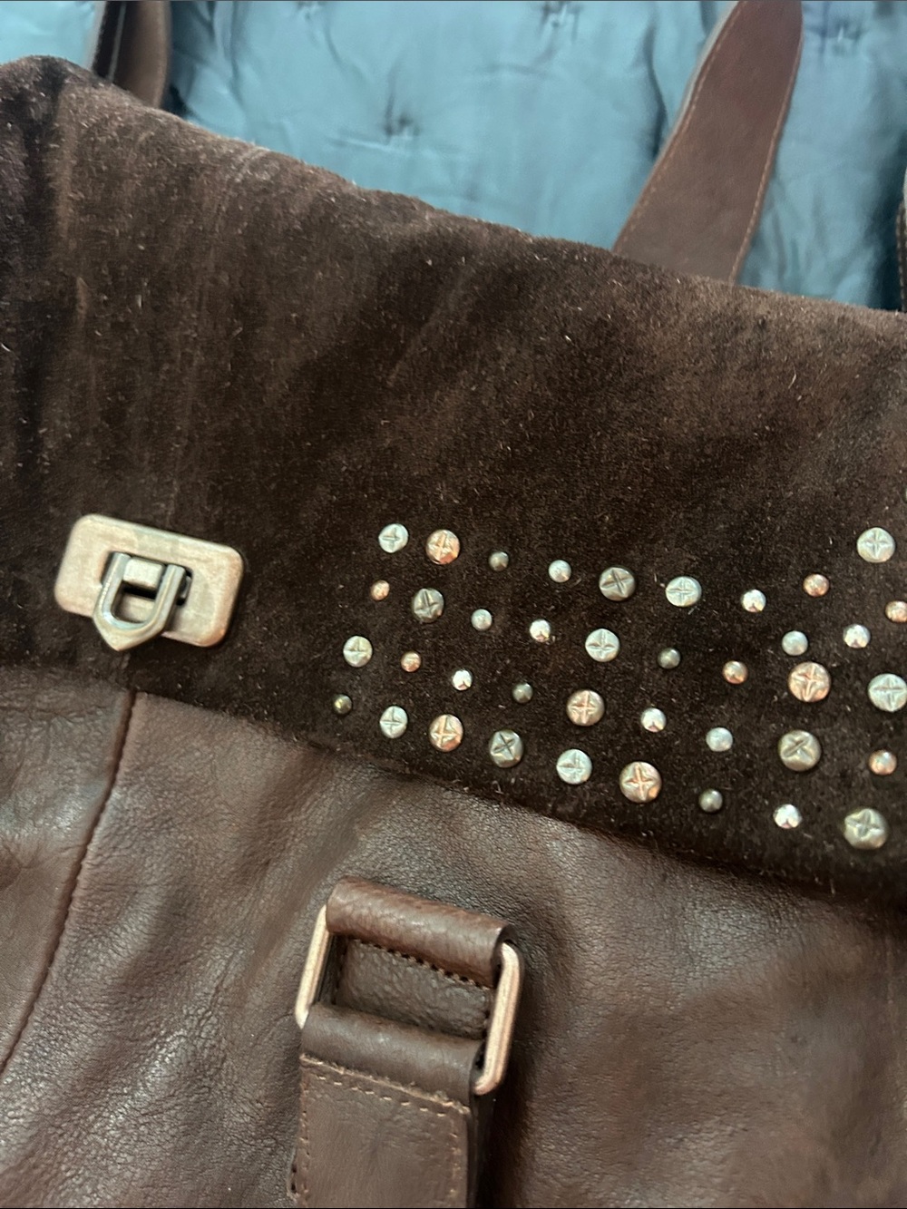 Free People Leather Stud-Trim Tote Bag in Deep Brown - Picture 4 of 9